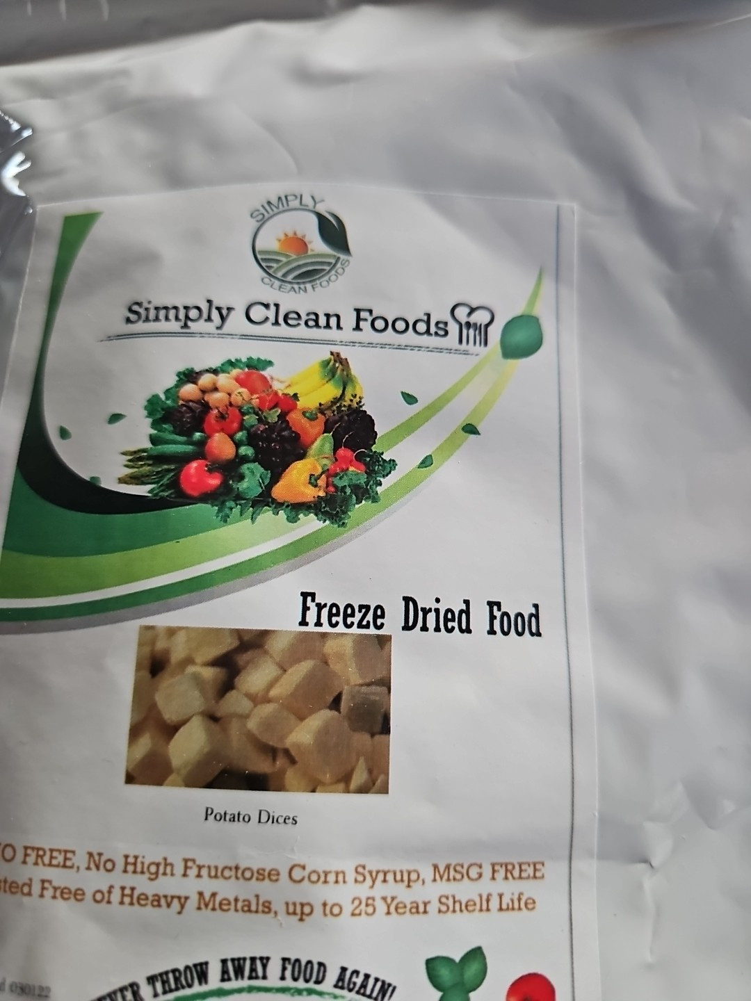 Simply Clean Foods Freeze Dried Potato Dices New