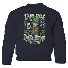 I've Got Deja Brew Funny St Patricks Day YOUTH Crewneck Sweatshirt