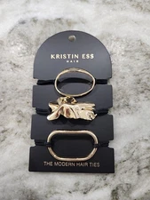 Kristin Ess Modern Hair Ties Set of 3 Piece  Gold NEW