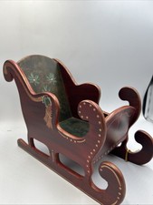 Bearingtion Bears #9737 Christmas Wooden Holiday Fantasy Sleigh Red Green