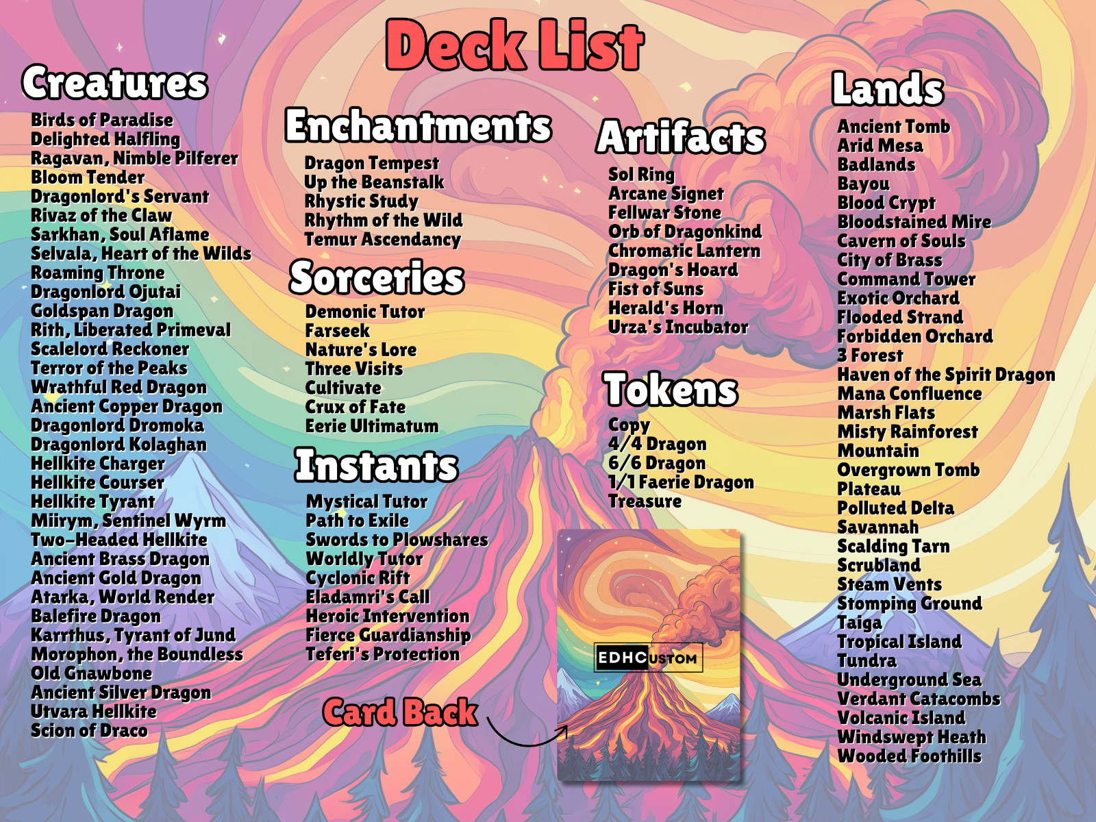 Dragon Tribal Commander Deck MTG EDH Chibi Anime Style Proxy Deck