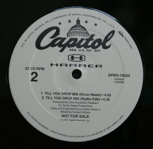 HAMMER - TILL YOU DROP MIX - HIP HOP VINYL 12" SINGLE - Imagen 6 de 6