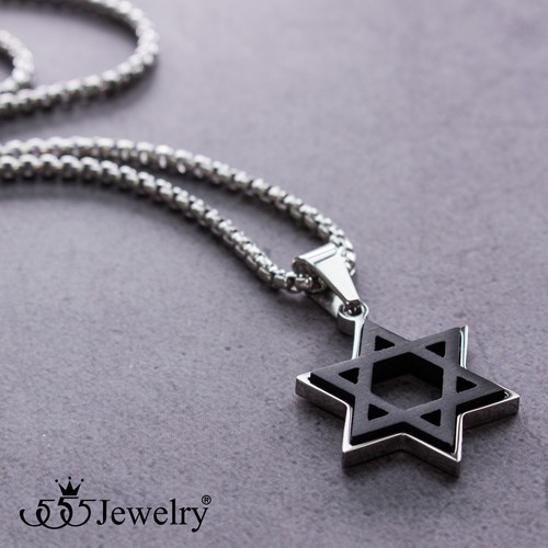 555Jewelry Star of David Stainless Steel Necklace Unisex, 16-24 Inch Box Chain - Picture 12 of 47