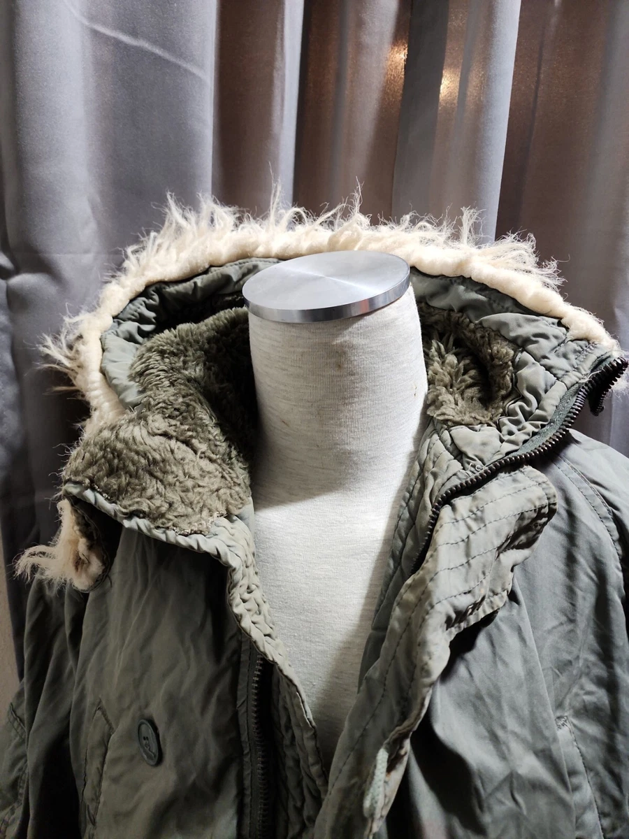 Vintage Extreme Cold Weather Parka N-3B Military Jacket Fur Hood Lancer medium