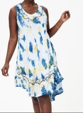 Womens Summer Sun Dress Umbrella Tie Dye Flower Beach Resort Wear Boho Hippie