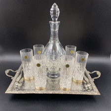 Set Vino Bevande Alcolici bottiglia bicchieri Vetro artistico RCR con vassoio