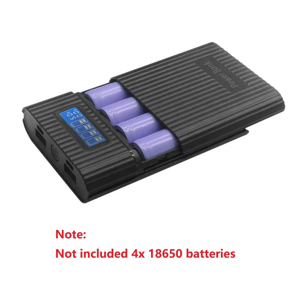 Power Bank Case Kit with 4x18650 Battery Charger DIY Box and Dual USB Ports for Mobile Phone Charging