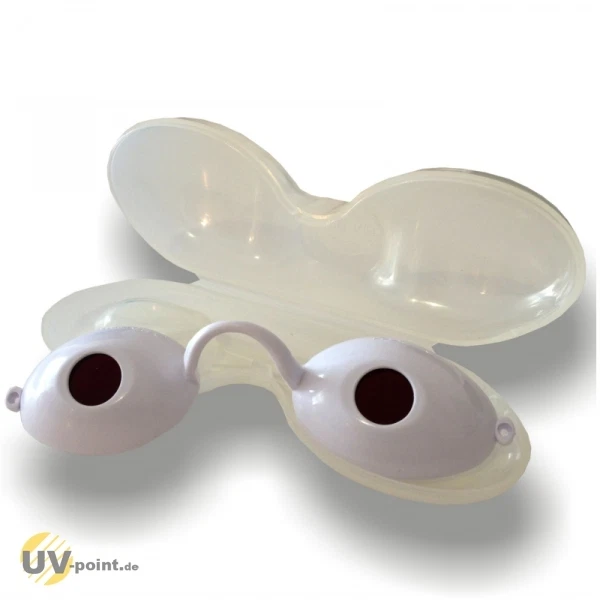 Solarium Gafas de Protección Ocular Gafas UV para Banco de Sol en Estuche (Blanco)