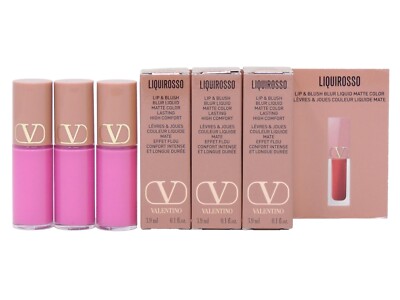VALENTINO LIQUIROSSO #302R PINK IS PUNK 3.9ml .1oz x 3 LIP & BLUSH BLUR LIQUID