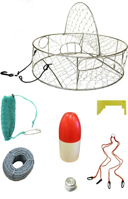 KUFA Sports Stainless Steel Wire Crab Trap with Zinc Anode & Accessories Combo 