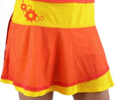 YONEX Damen Skirt gelb/orange, Tennis-Rock mit Innenhose, statt 49,95 *
