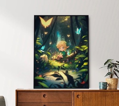 Chibi Link, Legend of Zelda, Cute Art, Anime Poster, Printable Wall Art