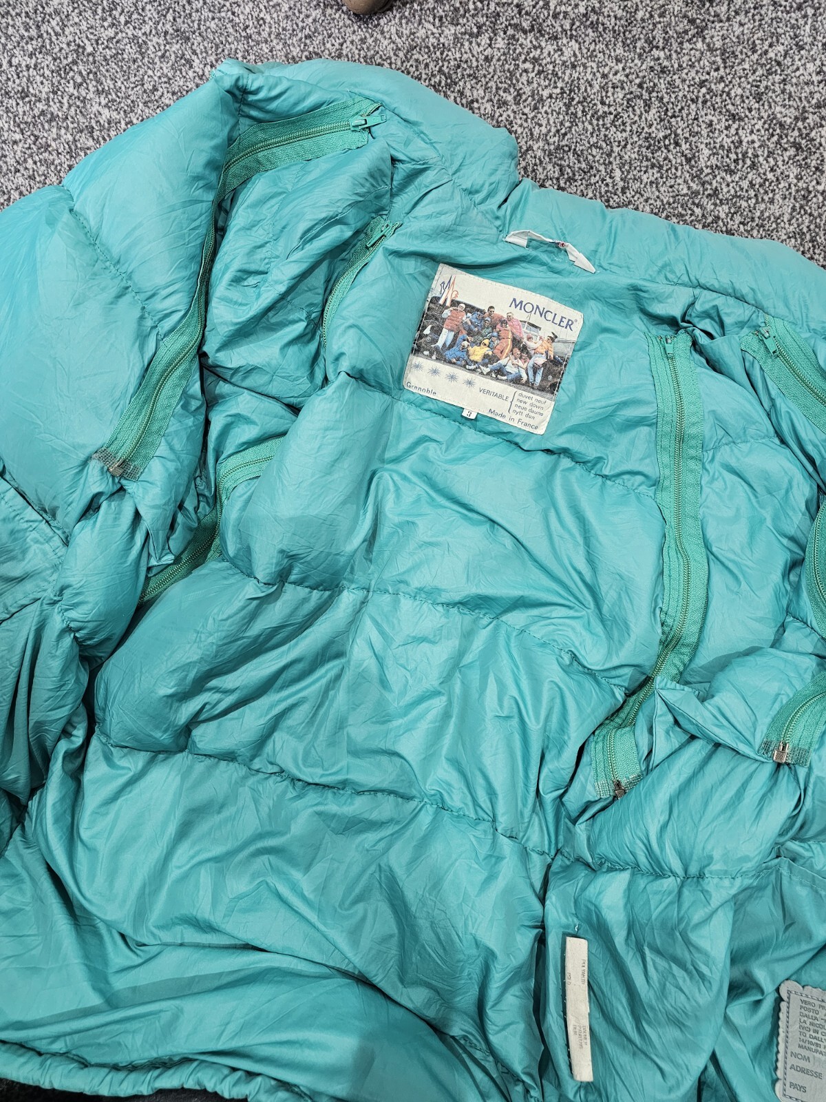 Vintage 70's MONCLER Grenoble Puffer Down Jacket LARGE Green Zip Off Sleeves  thumbnail 16