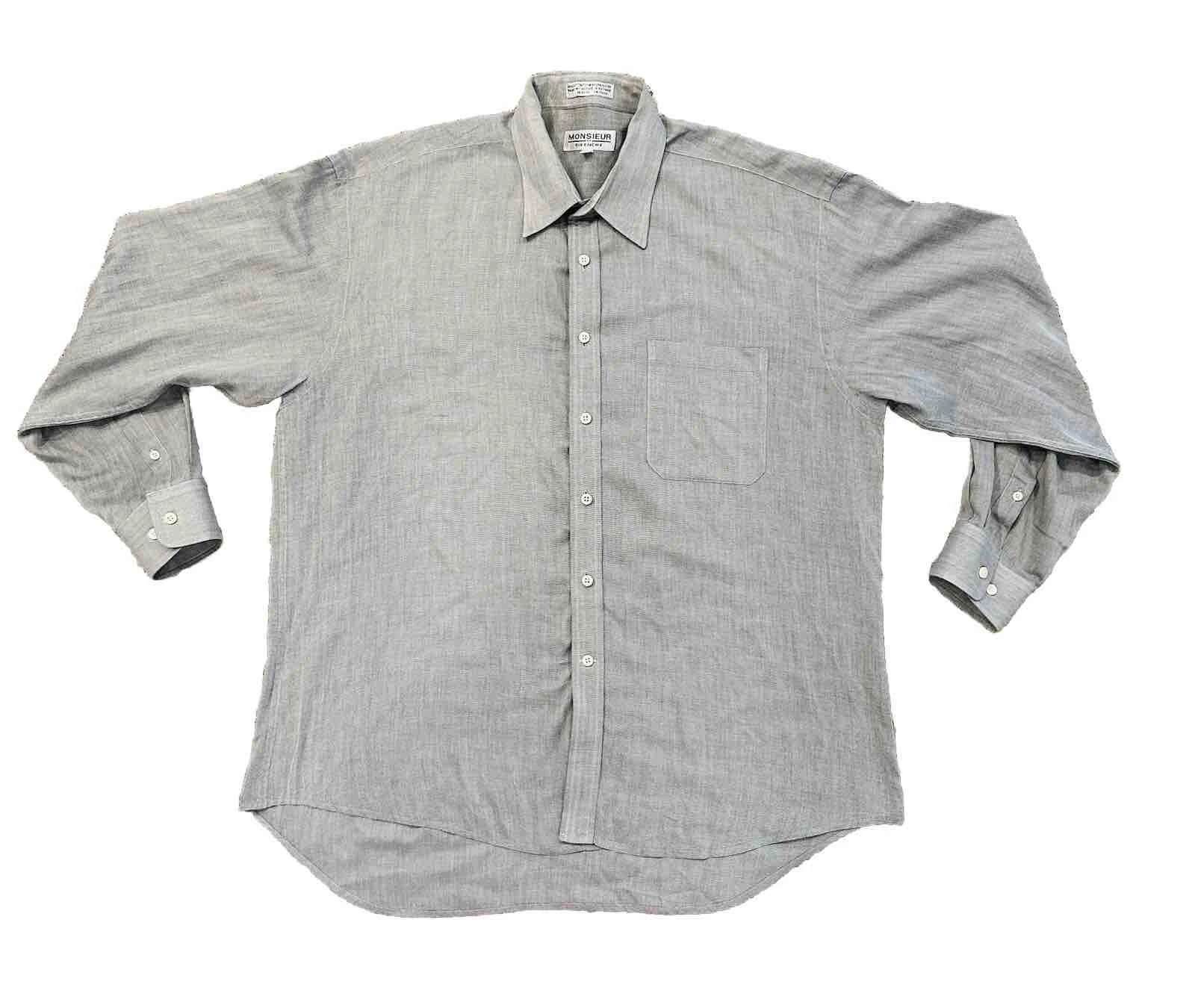 Camicia abito vintage GIVENCHY uomo 17 34 35 grigio abbottonato manica lunga luce