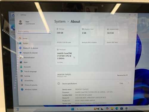 15" Dell Precision 7530 Laptop i7-8750H 2.2GHz 32GB RAM 256GB NVIDIA P2000 Video - Picture 12 of 21