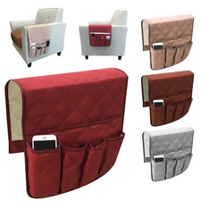 5 Pocket Sofa Arm Rest Organizer Chair Couch Tray TV Remote Control Holder Table