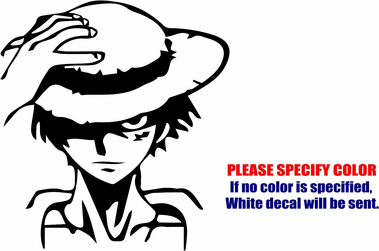 One Piece Monkey D. Luffy Stare Gráfico Troquelado Calcomanía Pegatina Coche Camión Barco 6"