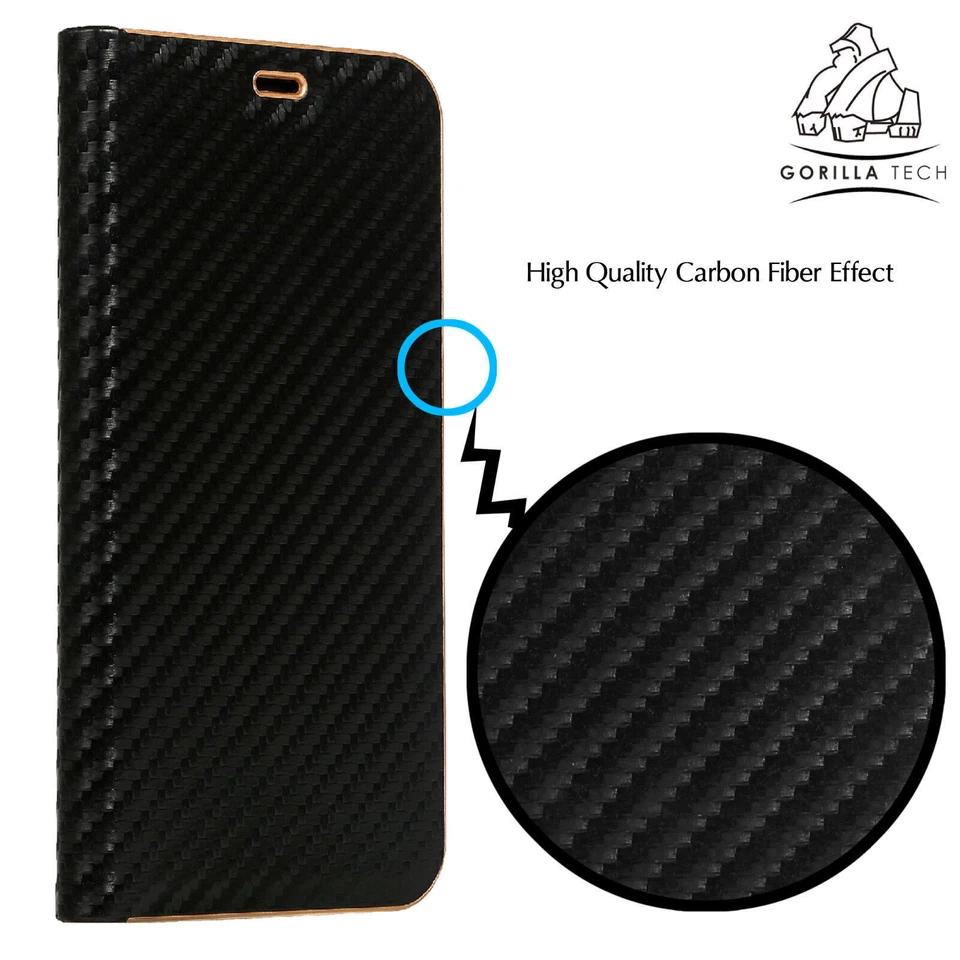 Nuevo libro ultra delgado de fibra de carbono cubierta completa de Gorilla Tech para iPhone y Samsung Foto 3 de 4