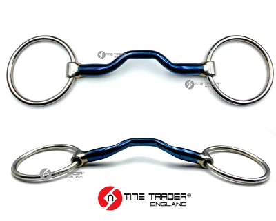 ON TIME TRADER ENGLAND ® Ported Blue Sweet Iron Lose Ring Trense Gebiss Mullen Maul Pferdegebiss alle Größen
