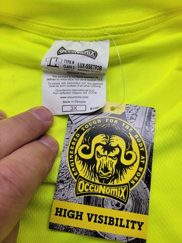OccuNomix Type R Class 2 High-Vis Wicking Mesh Short Sleeve T-Shirt 3 XL - Picture 3 of 6
