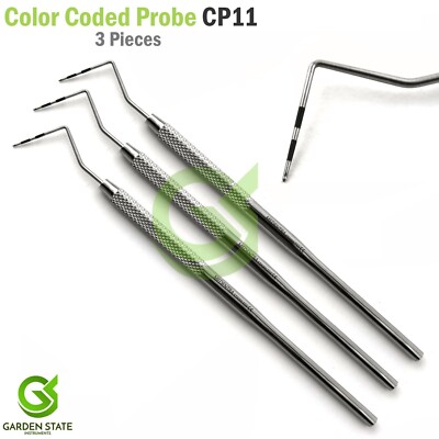 3 Pcs Color Coded Probe CP-11 Periodontal Diagnostic Gum Depth Probes