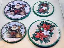 Vintage Metal Stove Burner Covers Christmas Laurie Korsgaden Primitive Santa