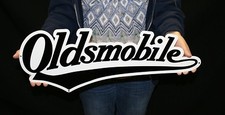 Vintage Oldsmobile Script Metal Sign 24x9 Inches