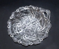 Vintage Indiana Glass Wild Rose & Berries Clear Divided Relish Dish