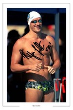 RYAN LOCHTE SIGNED PHOTO PRINT AUTOGRAPH SWIMMING OLYMPICS