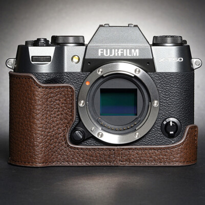 Handmade Genuine Leather Camera Half Cover Case Bag For Fujifilm X-T50