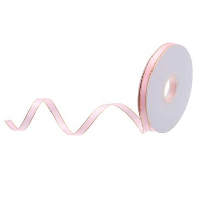50 Yards 0,4 Zoll Satin hell rosa gold doppelseitige Kanten Rolle Bogen Dekoration