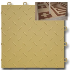 DIY Basement Floor Tiles Diamond Beige - Made In USA 