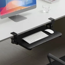 Keyboard Tray Under Desk, Slide Out Computer Keyboard & Mouse Tray with C Cla