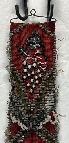 Antique Victorian 82” Needlepoint Beaded Bell Pull Possibly Native American - Picture 2 of 24