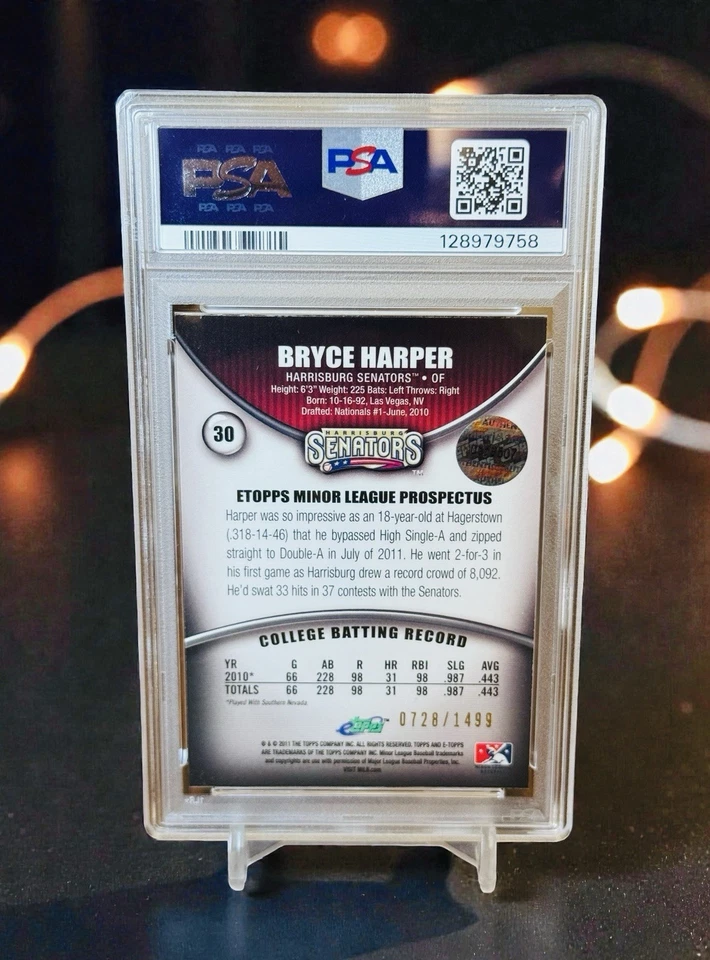 Bryce Harper RC Refractor Redemption Only PSA 9 ETopps Serial #11 2011 Topps - Image 2 of 2