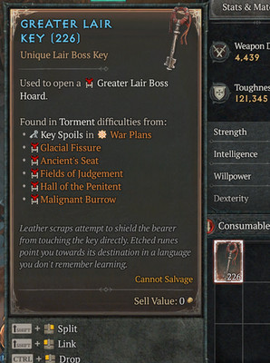 Diablo 4 D4 Season 13 Greater Lair Keys (For all Lair + Bosses) New Season 13