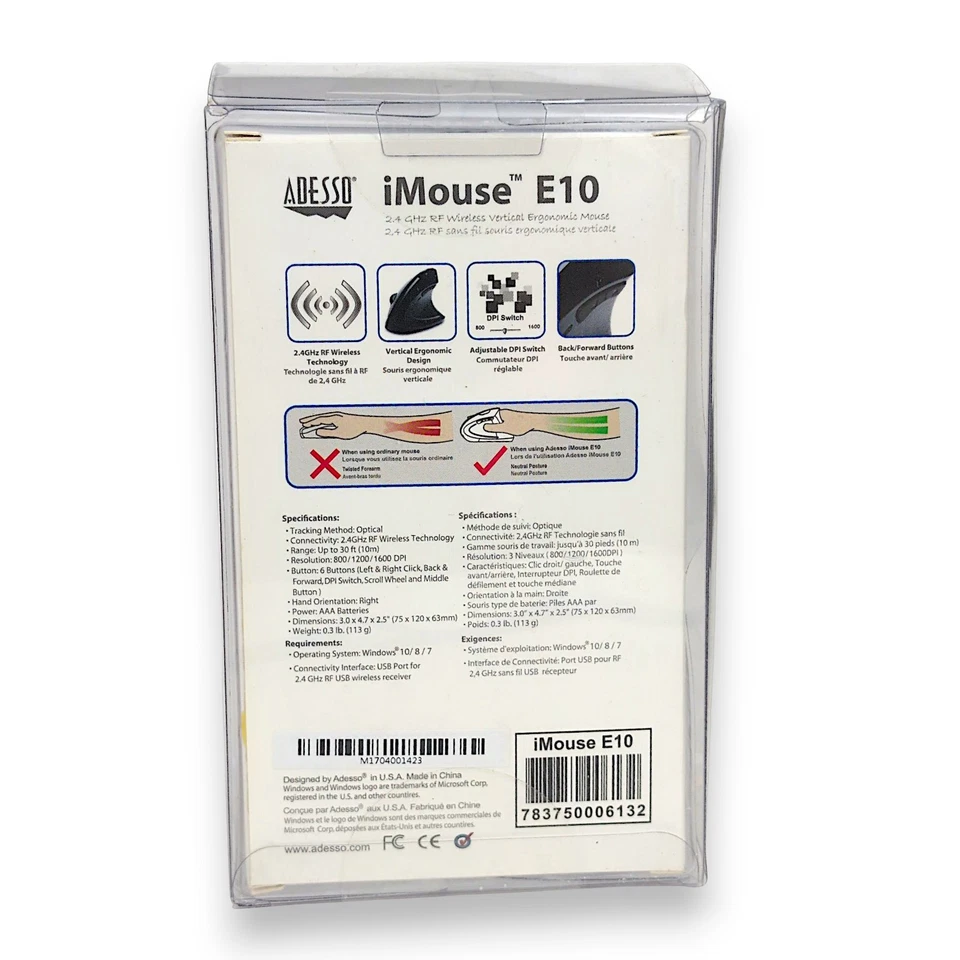 Adesso iMouse E10 2.4ghz RF Wireless Vertical Ergonomic Mouse - Image 4 of 4