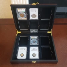 12 Hold Slab Coin Wooden w/Black Velour Storage Box Case Holder 4 PCGS NGC ANACS