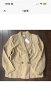 A New Day Women s Tan Oversized Double Breasted Blazer Jacket Size Large NWT