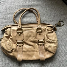 Francesco Biasia Beige Genuine Leather Bag Rare Vintage Satchel Brown Shoulder
