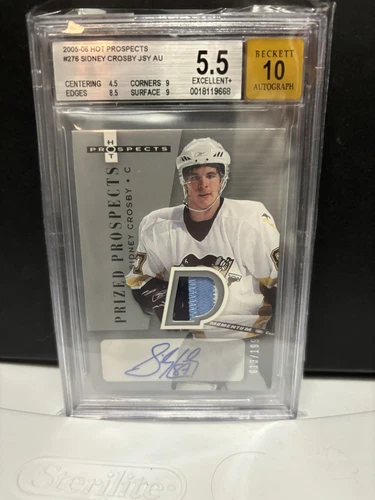2005-2006 Hot Prospects # 276 Sidney Crosby Rookie Jersey Auto 