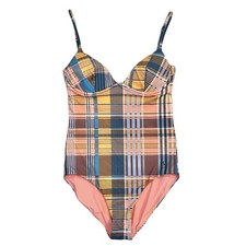 Vineyard Vines Women's One Piece Swimsuit Plaid XXS NWT 138 Mallard Blue