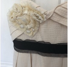 ANTHROPOLOGIE DELETTA GORGEOUS IVORY WAFFLE COTTON HOLIDAY PARTY CORSAGE DRESS