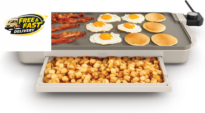 10'' X 20'' Electric Griddle with Warming Tray, Evergood  Ceramic Nonstick Coating