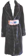 WOMENS DOUBLE BREAST BROWN LONG MINK REVERSI ...