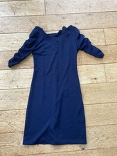 Vintage 90s Kactus Navy Ruche Bodycon Evening Dress Size 10