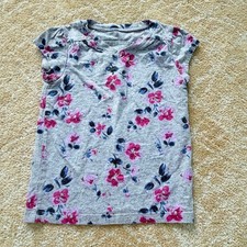 Tea Collection Gray Floral Print Girl  s Short Sleeve T-Shirt 6