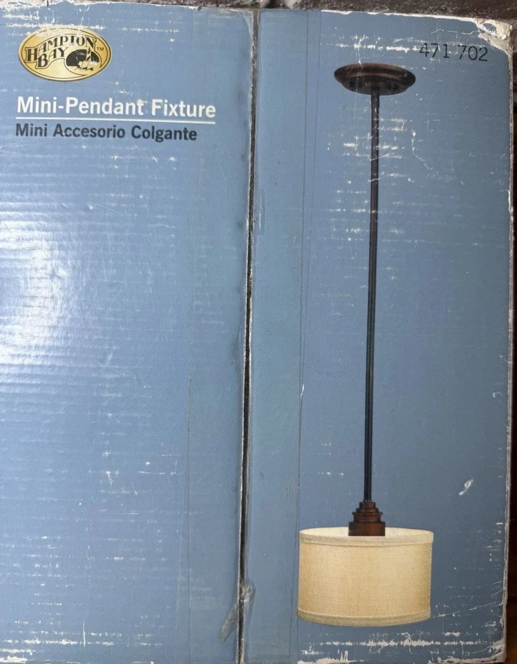 "Mini lámpara colgante colgante de bronce frotado con aceite Hampton Bay Murray 8x44,5"" L" Foto 2 de 4