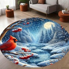 Winter Snow Scene Red Bird Pattern Velvet 850gm  Thickened Durable Mat, Suitable
