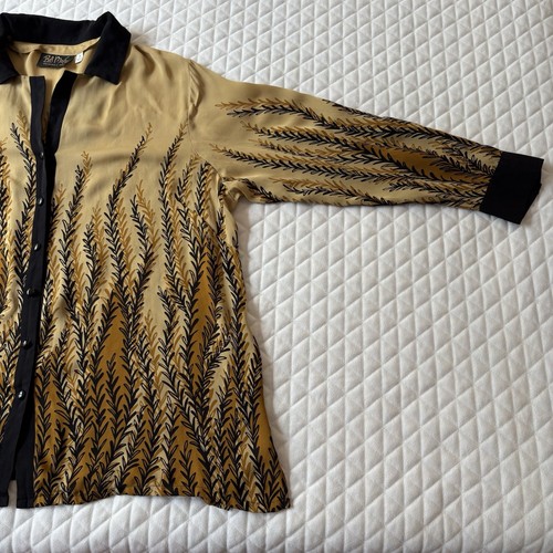 Womens Bob Mackie Wearable Art Silk Button Front Blouse Top Size 2X Art To Wear - Picture 5 of 12